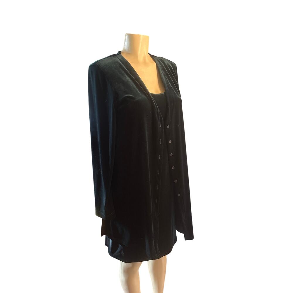 Vintage 1990s Women 10M Rabbit Rabbit Designs Green Velvet Twin Suit Dress Set